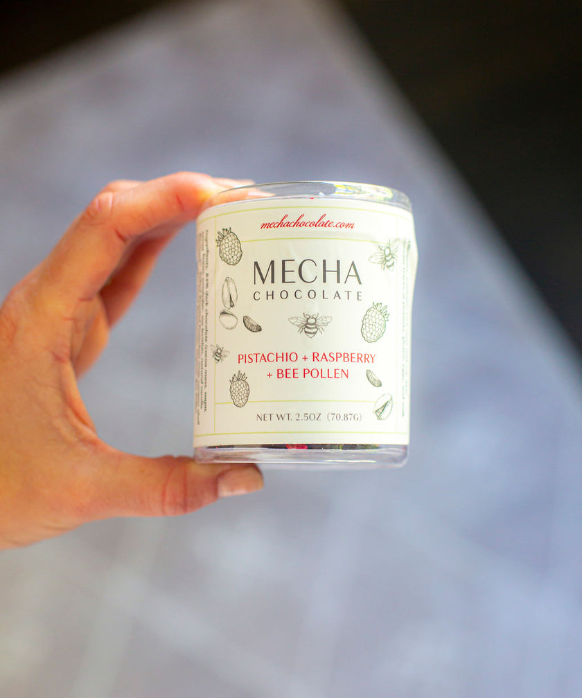 Raspberry + Pistachio + Bee Pollen Mendiant (2.5 oz) – MechaChocolate